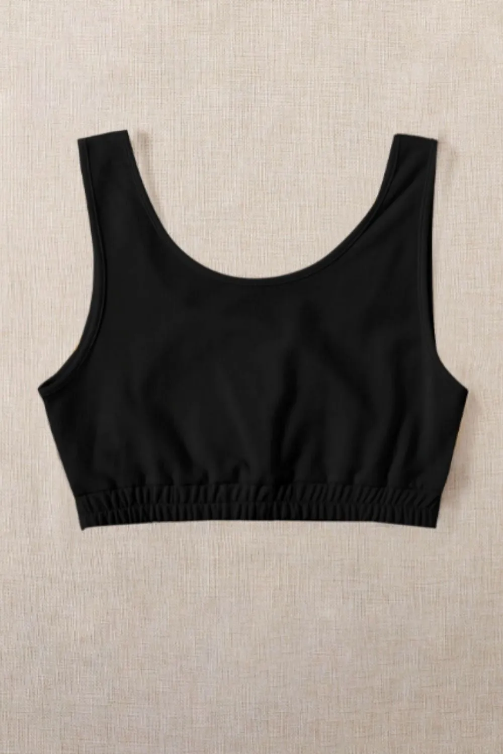 Scoop Neck Solid Crop Tank