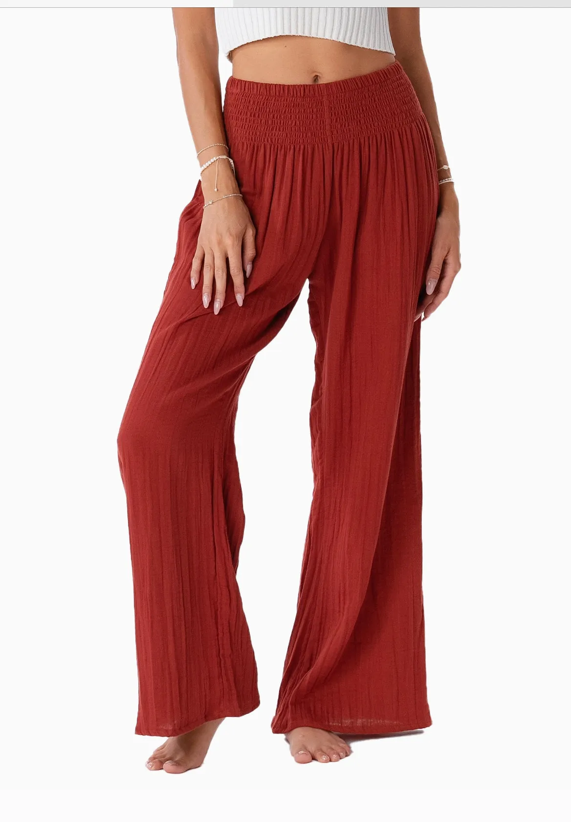 Seaside Spice Wide Leg Cotton Pants