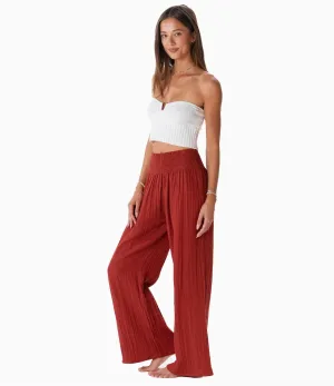 Seaside Spice Wide Leg Cotton Pants