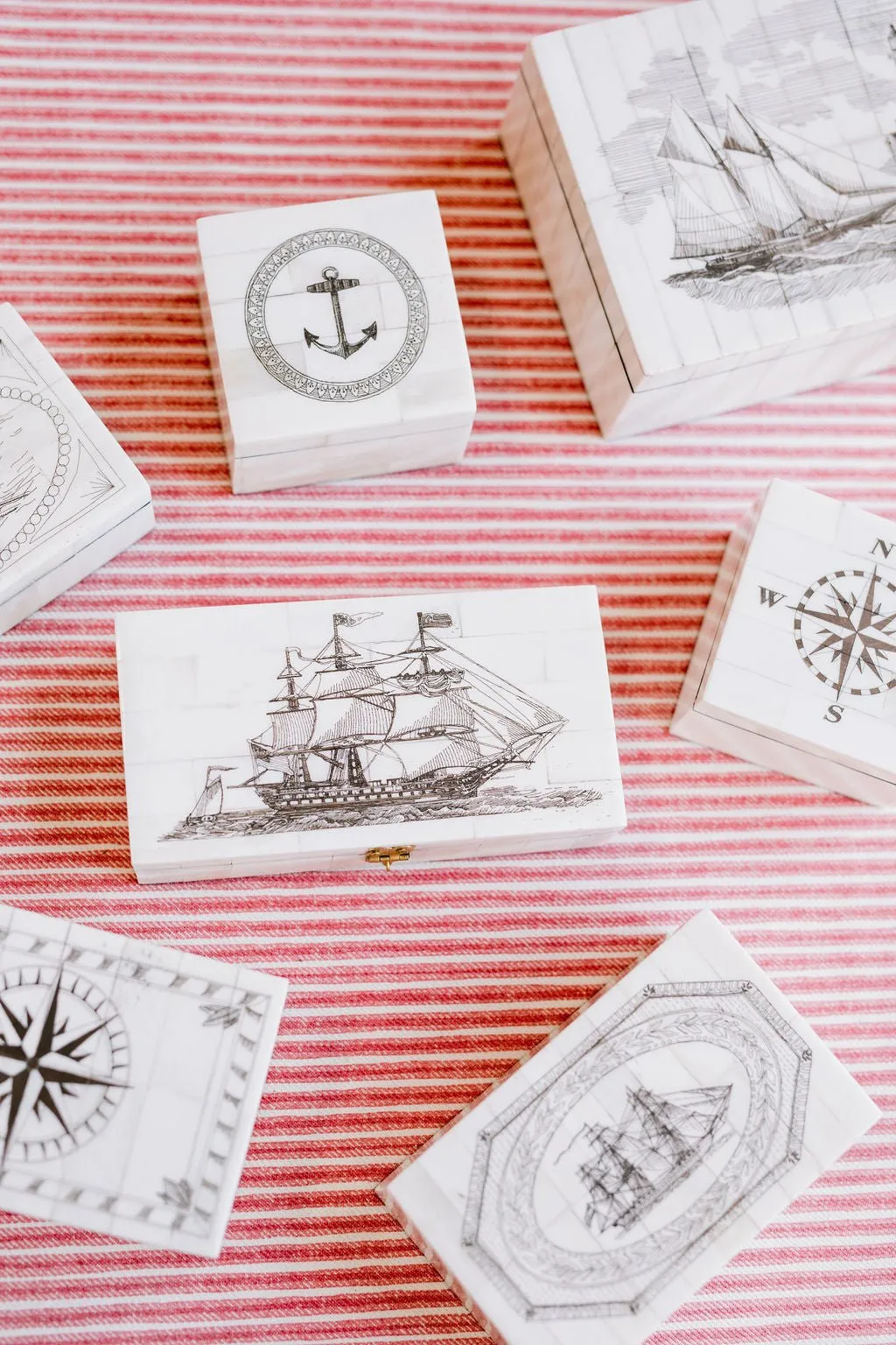 Ship of the Line Engraved Scrimshaw Bone Box