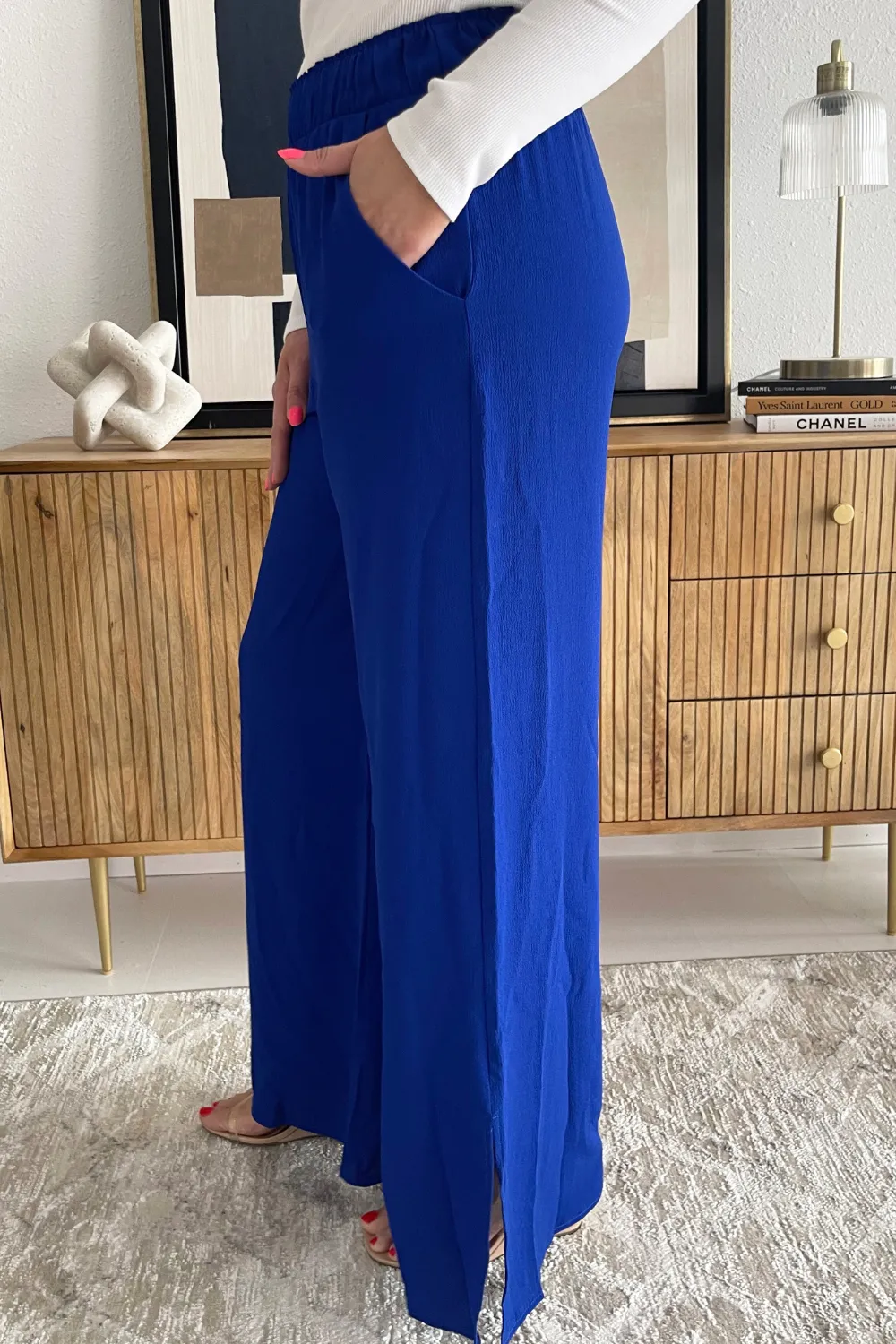 Side Slit Wide Leg Pants