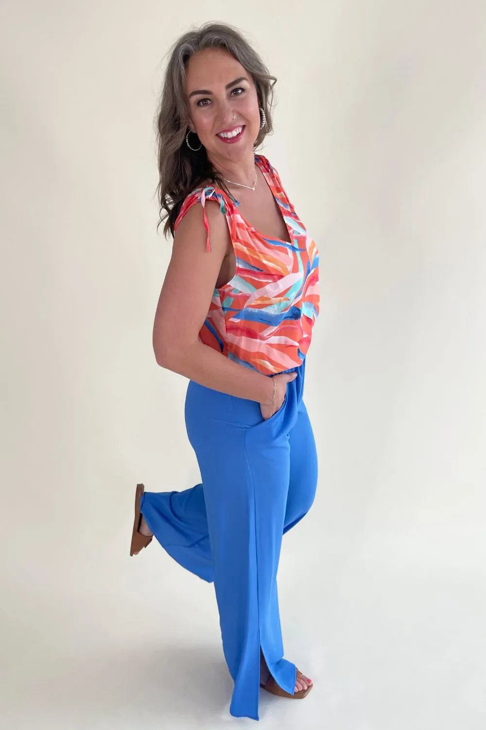 Side Slit Wide Leg Pants
