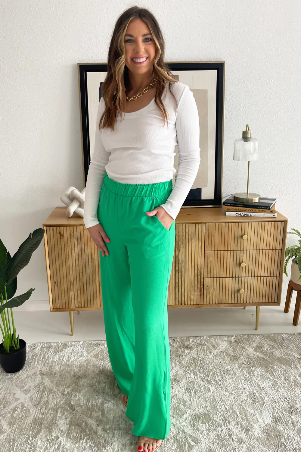 Side Slit Wide Leg Pants