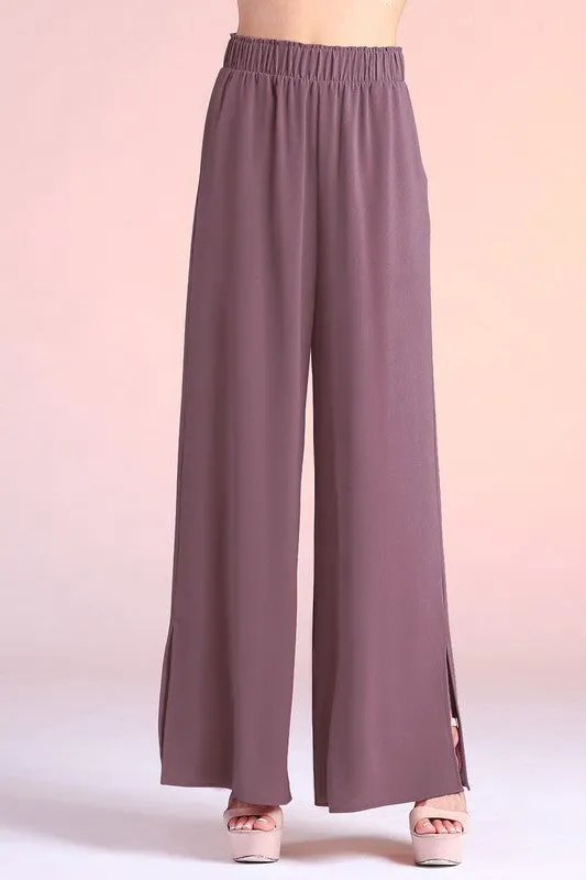 Side Slit Wide Leg Pants