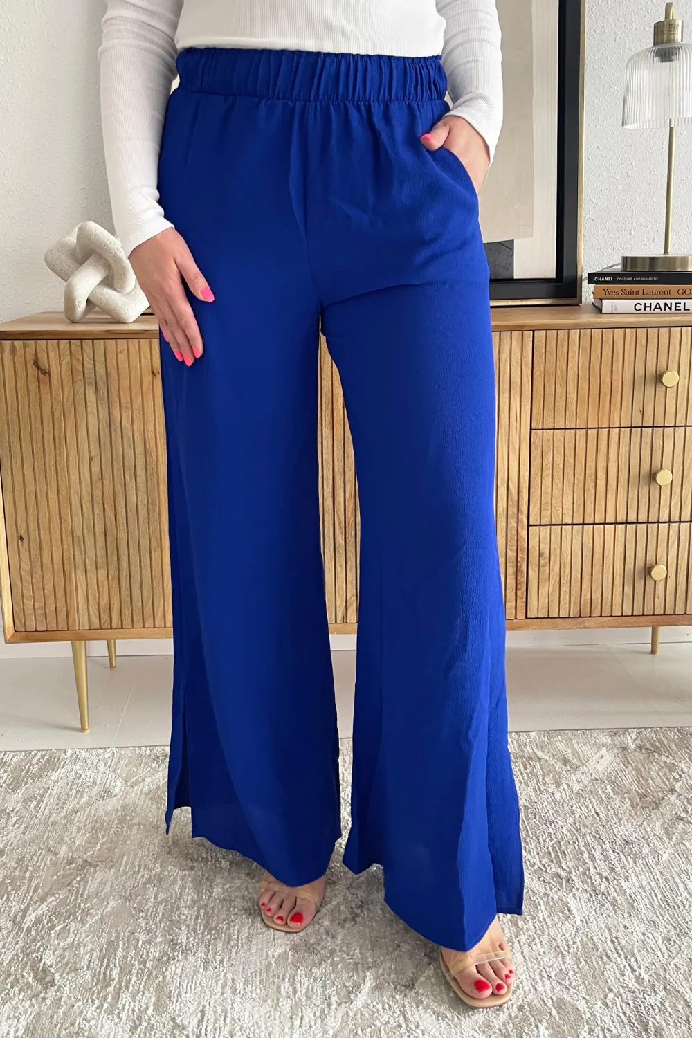 Side Slit Wide Leg Pants