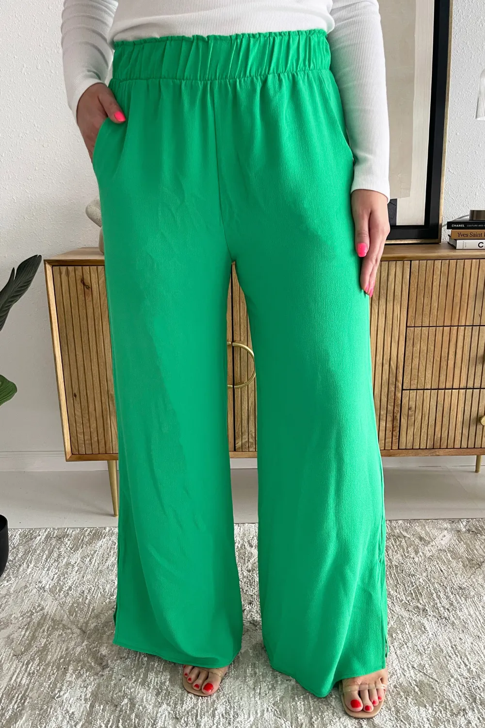 Side Slit Wide Leg Pants