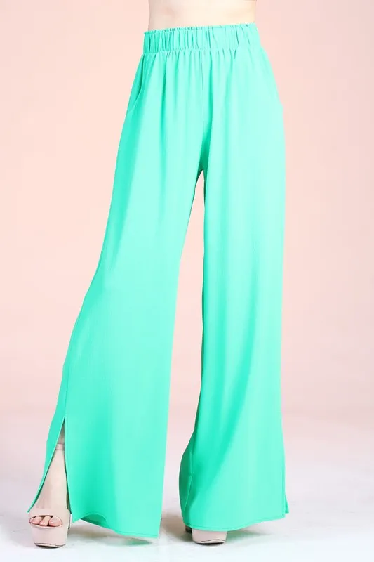 Side Slit Wide Leg Pants