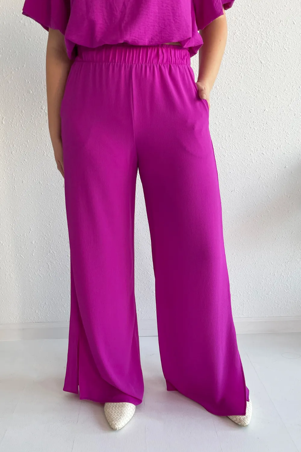 Side Slit Wide Leg Pants