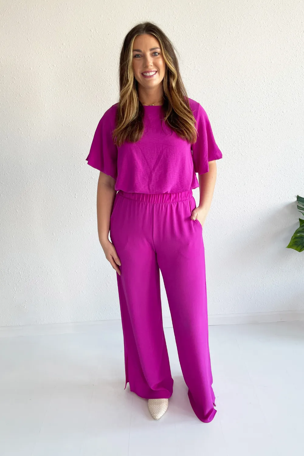 Side Slit Wide Leg Pants
