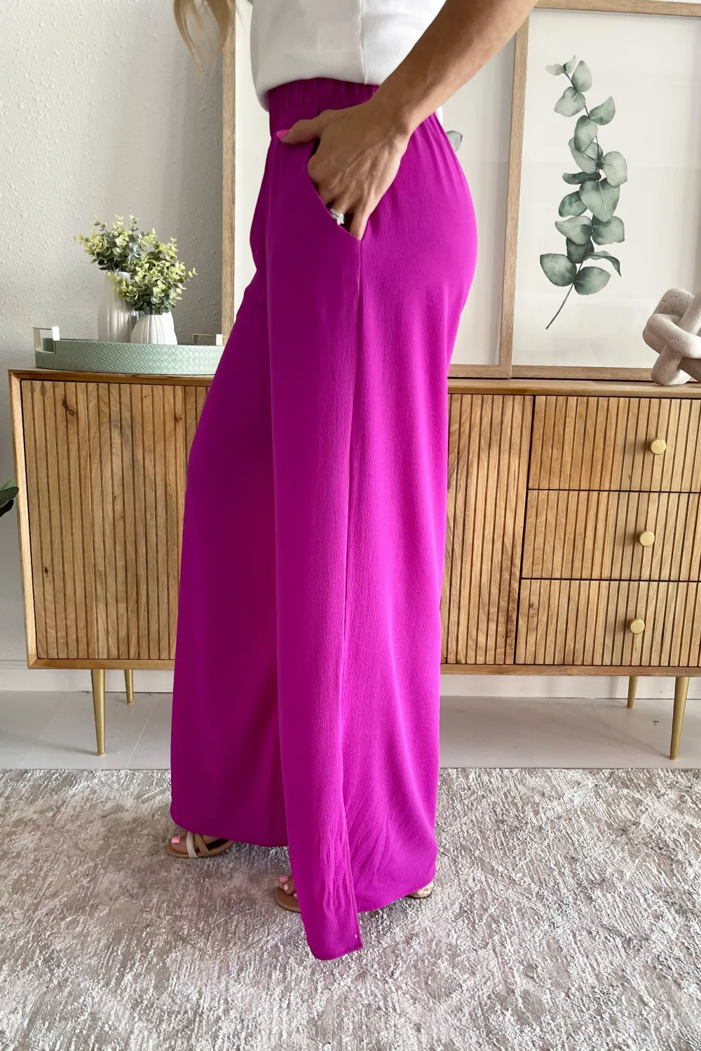 Side Slit Wide Leg Pants