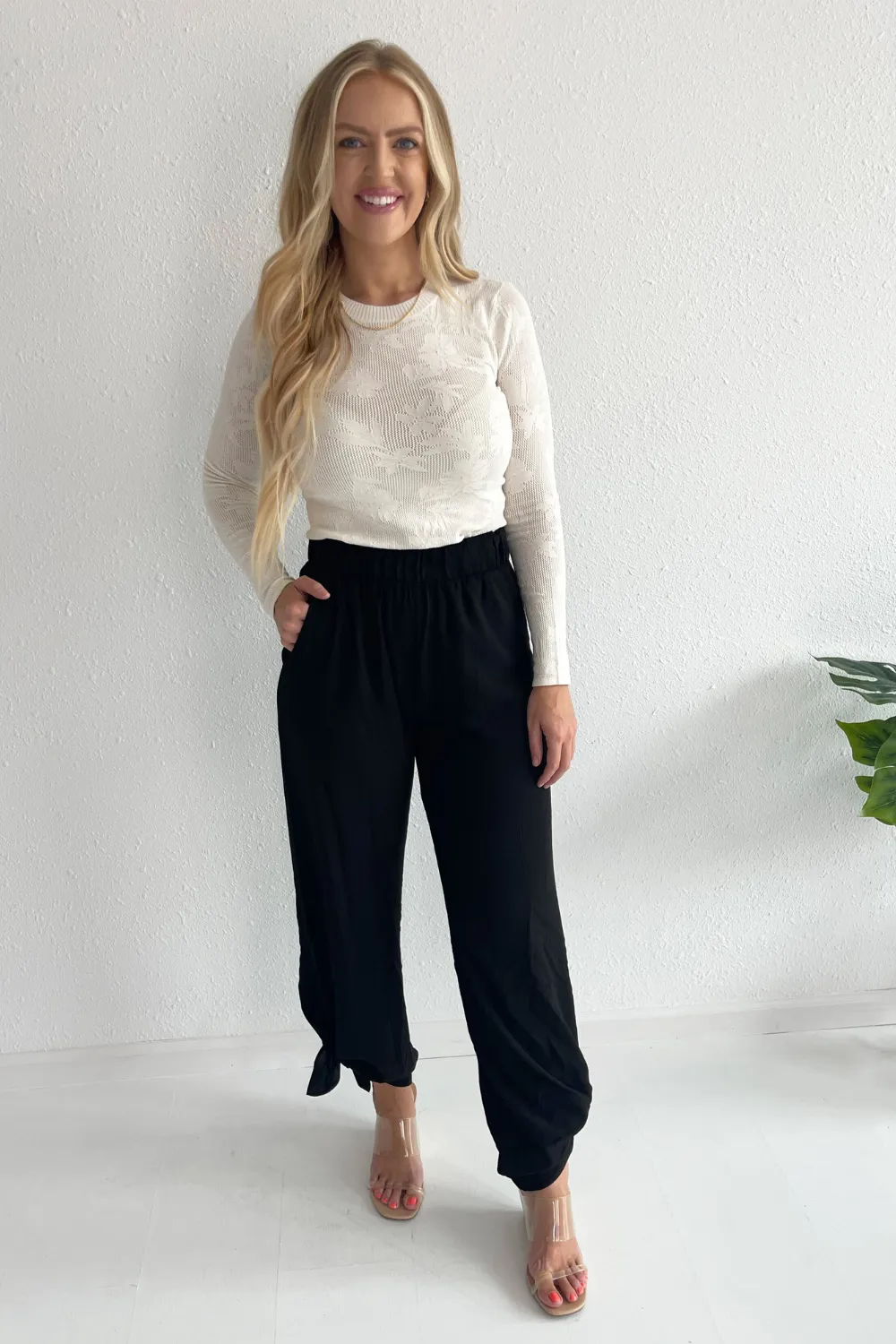 Side Slit Wide Leg Pants