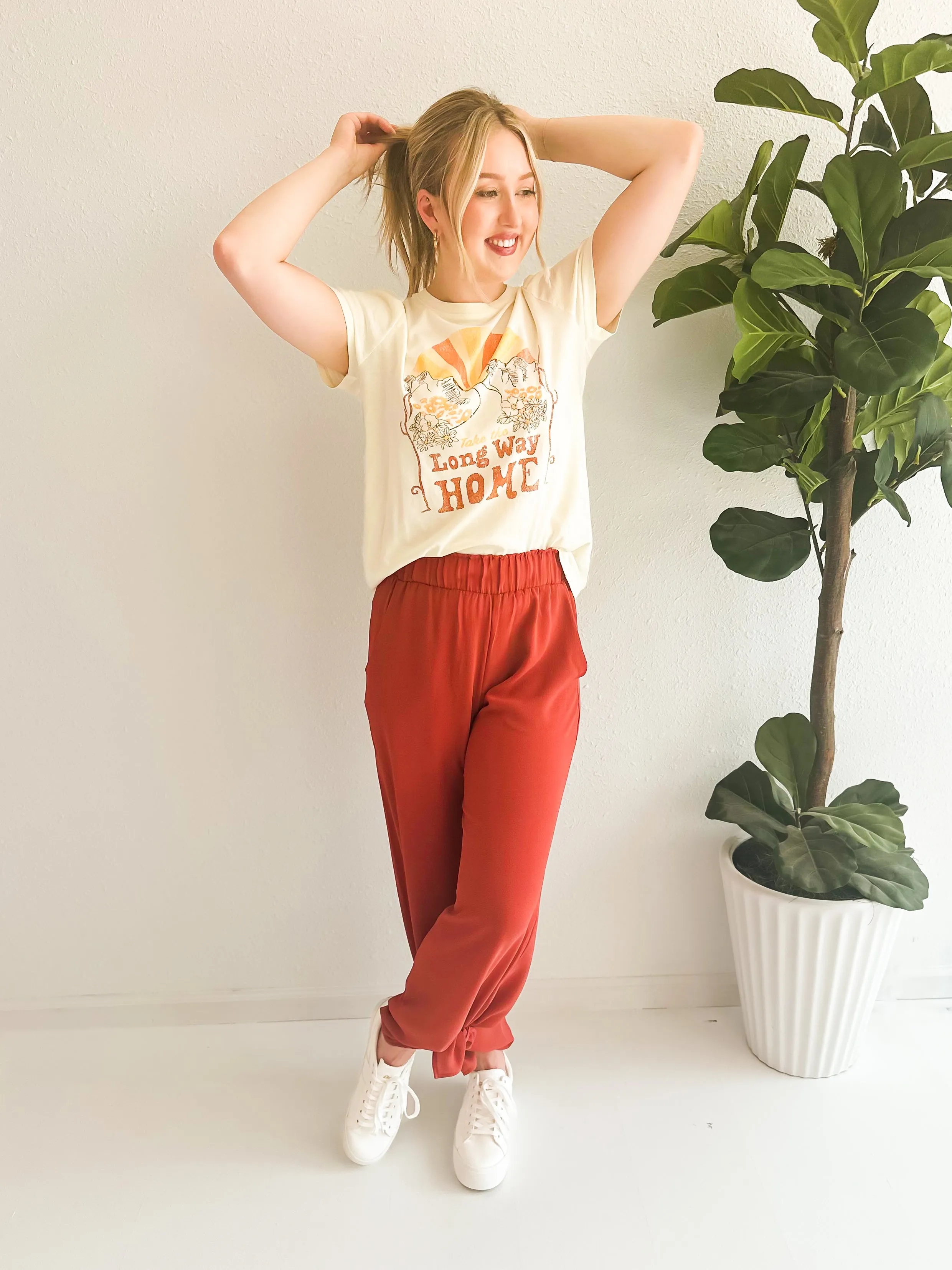 Side Slit Wide Leg Pants