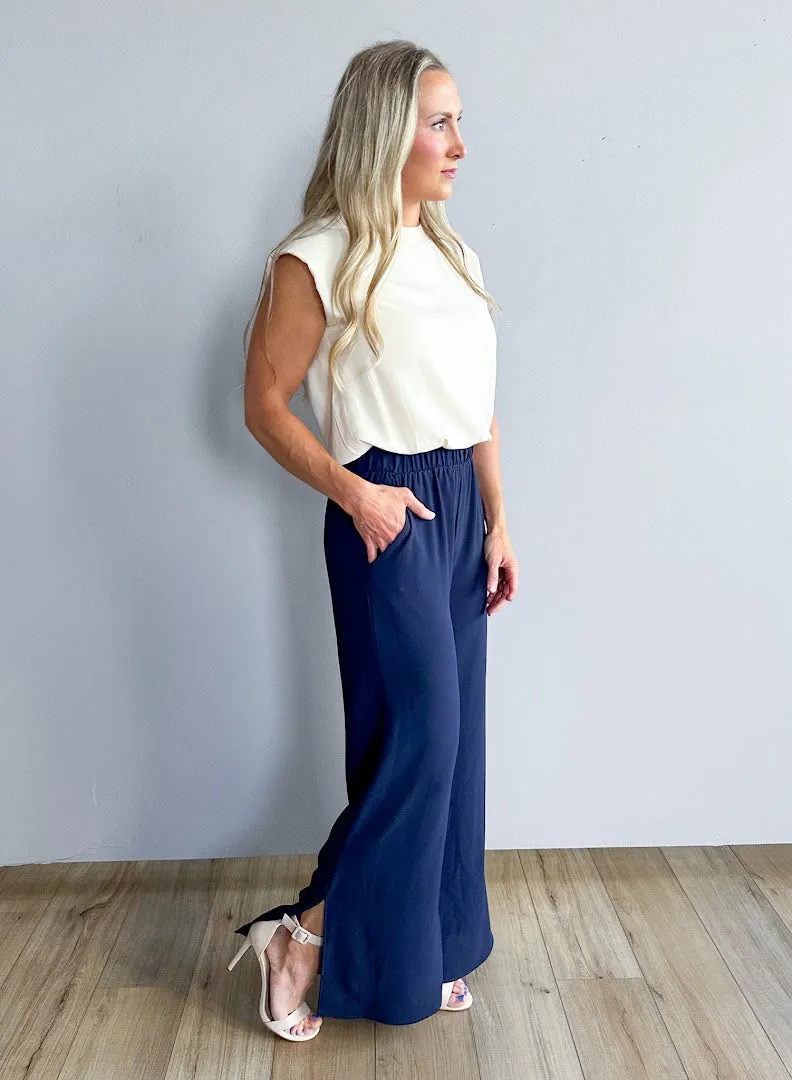 Side Slit Wide Leg Pants