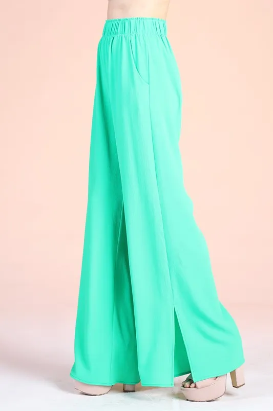 Side Slit Wide Leg Pants