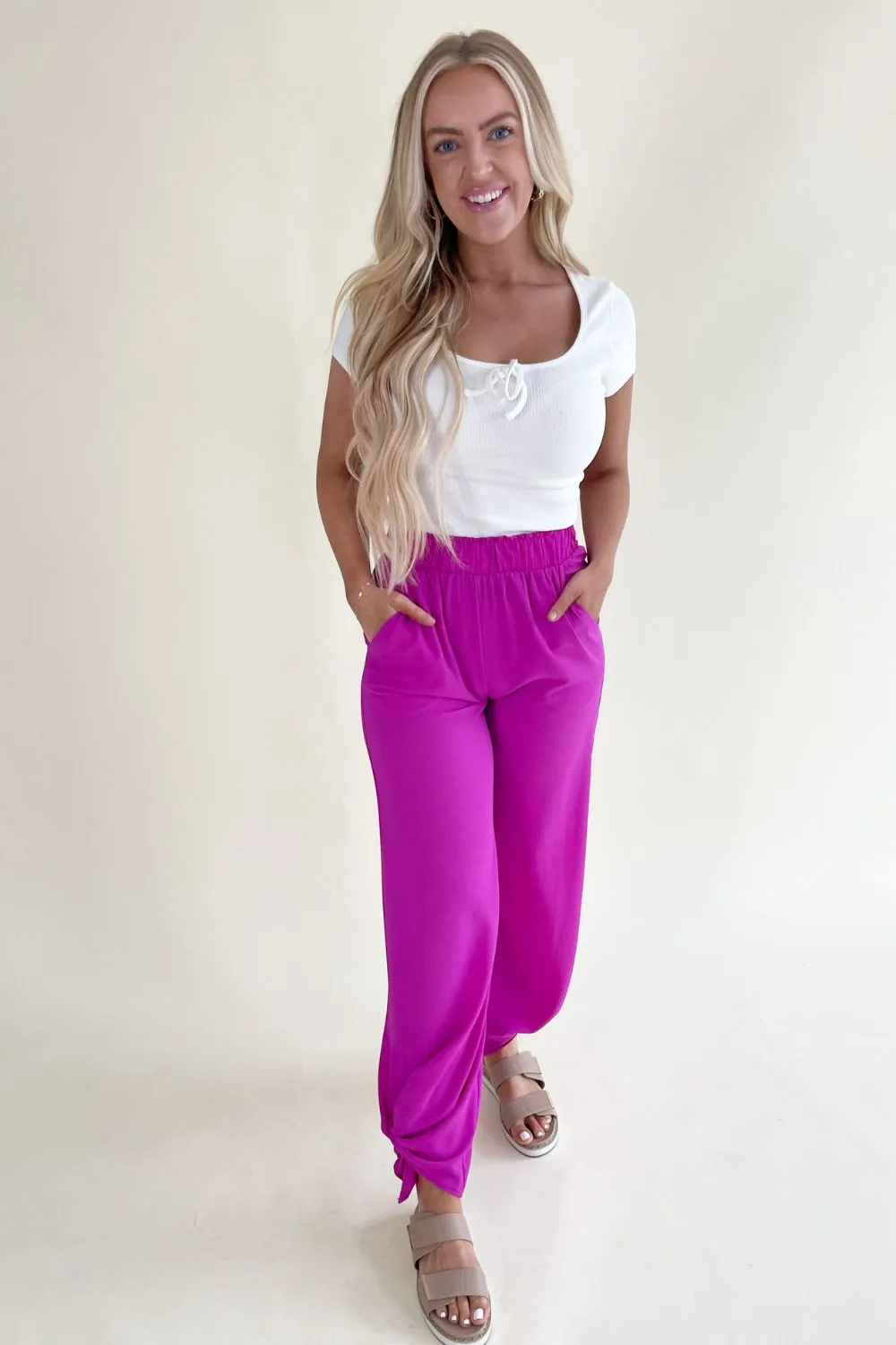 Side Slit Wide Leg Pants