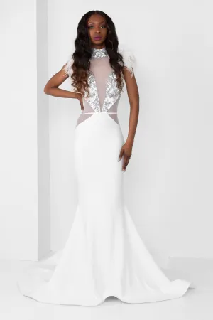 Silver Sequin Sweetheart Illusion Gown