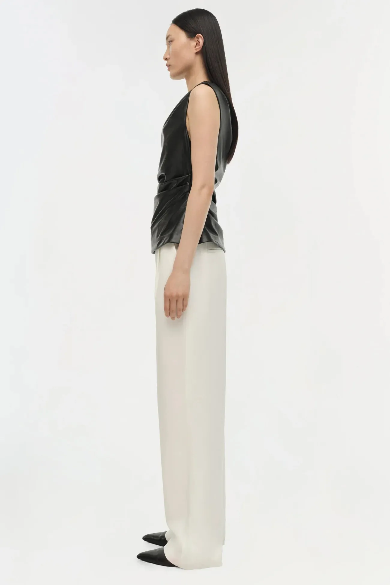 SIMKHAI Wynter Short Sleeve Draped Top