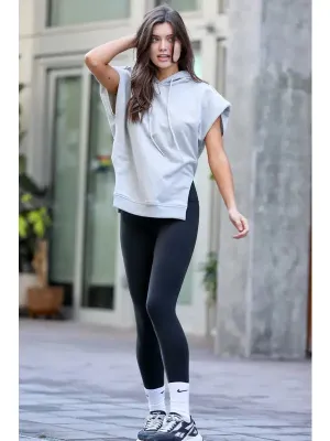 Sleeveless drop shoulder casual hoodie