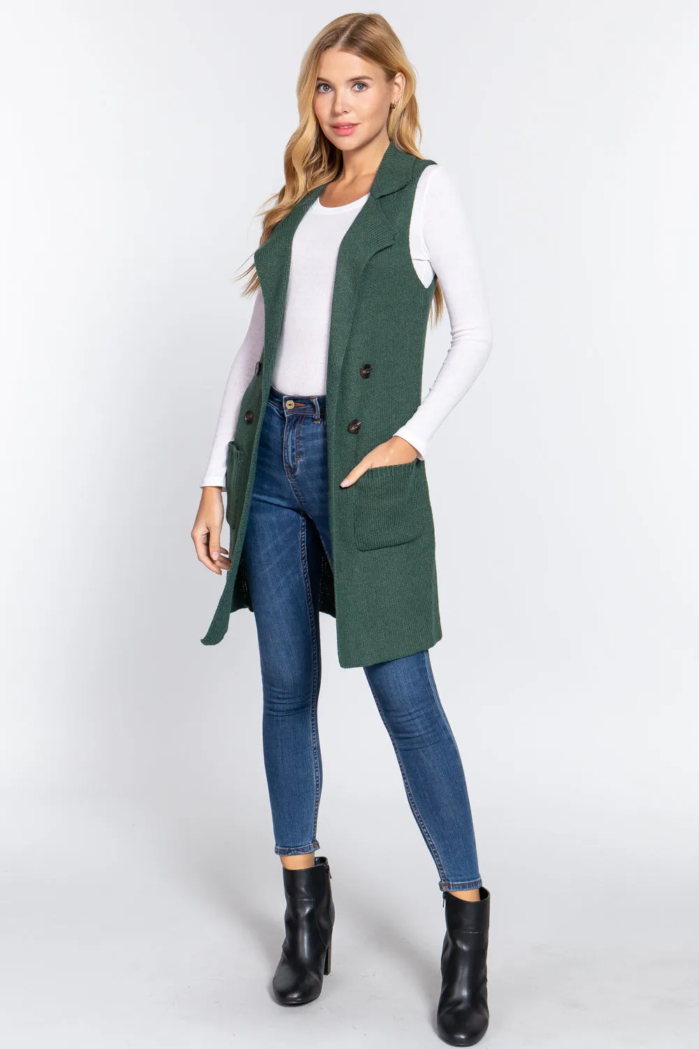 Sleeveless Long Sweater Vest