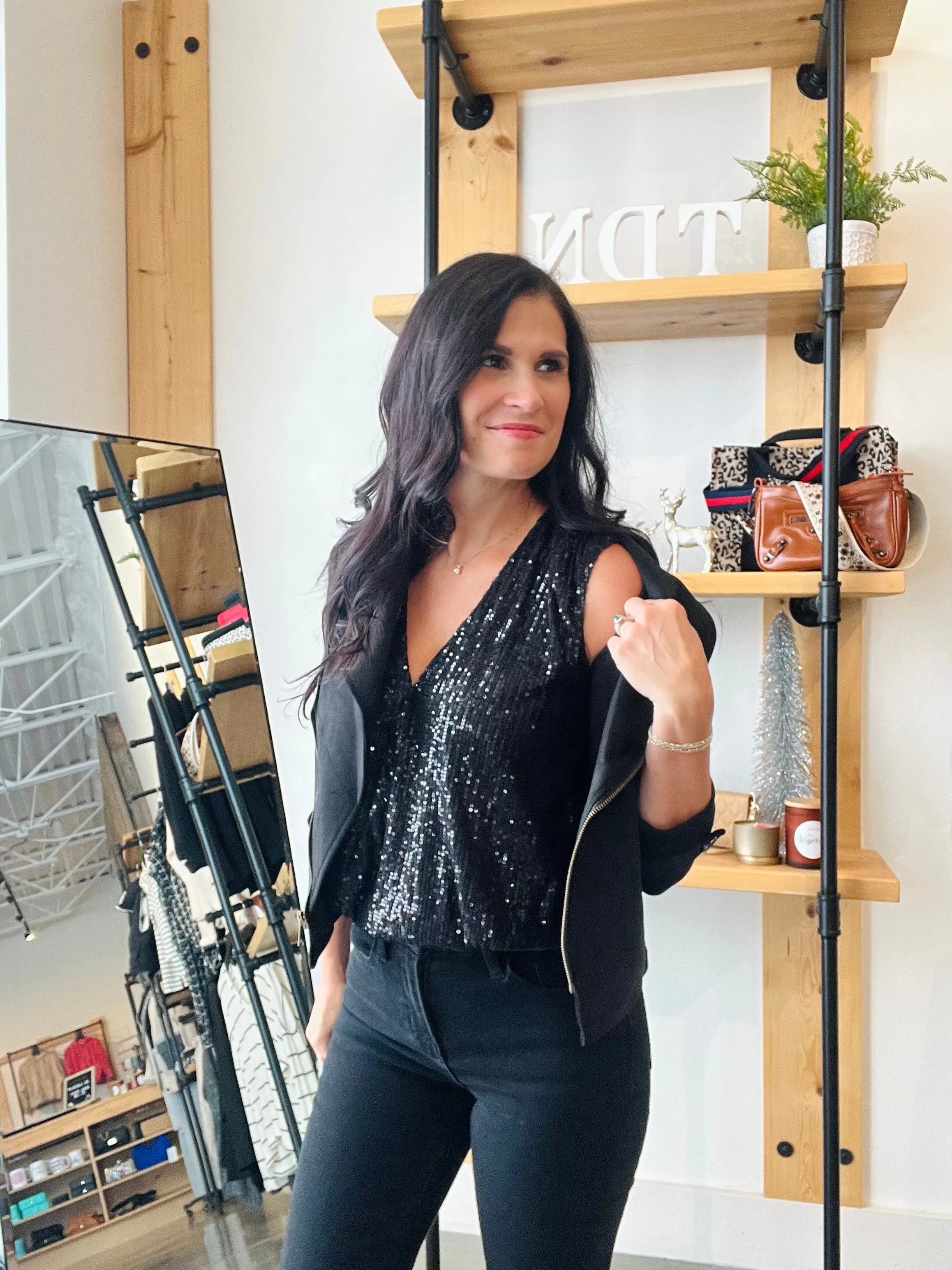 Sleeveless Sequin Wrap Bodysuit