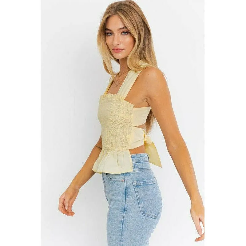 Sleeveless Smocked Peplum Top