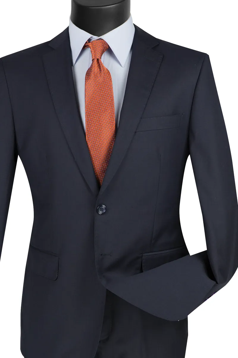 Slim Fit 2 Piece 2 Button Suit (Navy) SC900-12