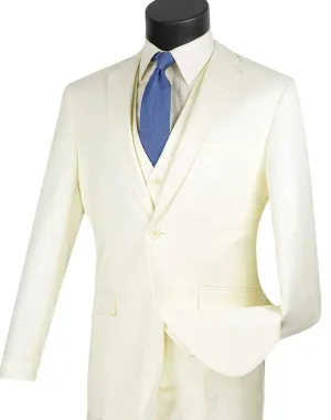 Slim Fit 3 Piece 2 Button Suit (Ivory) SV2900