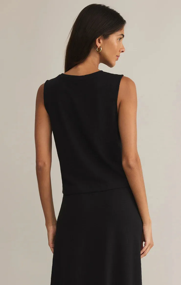 Sloane Textured Top-Black