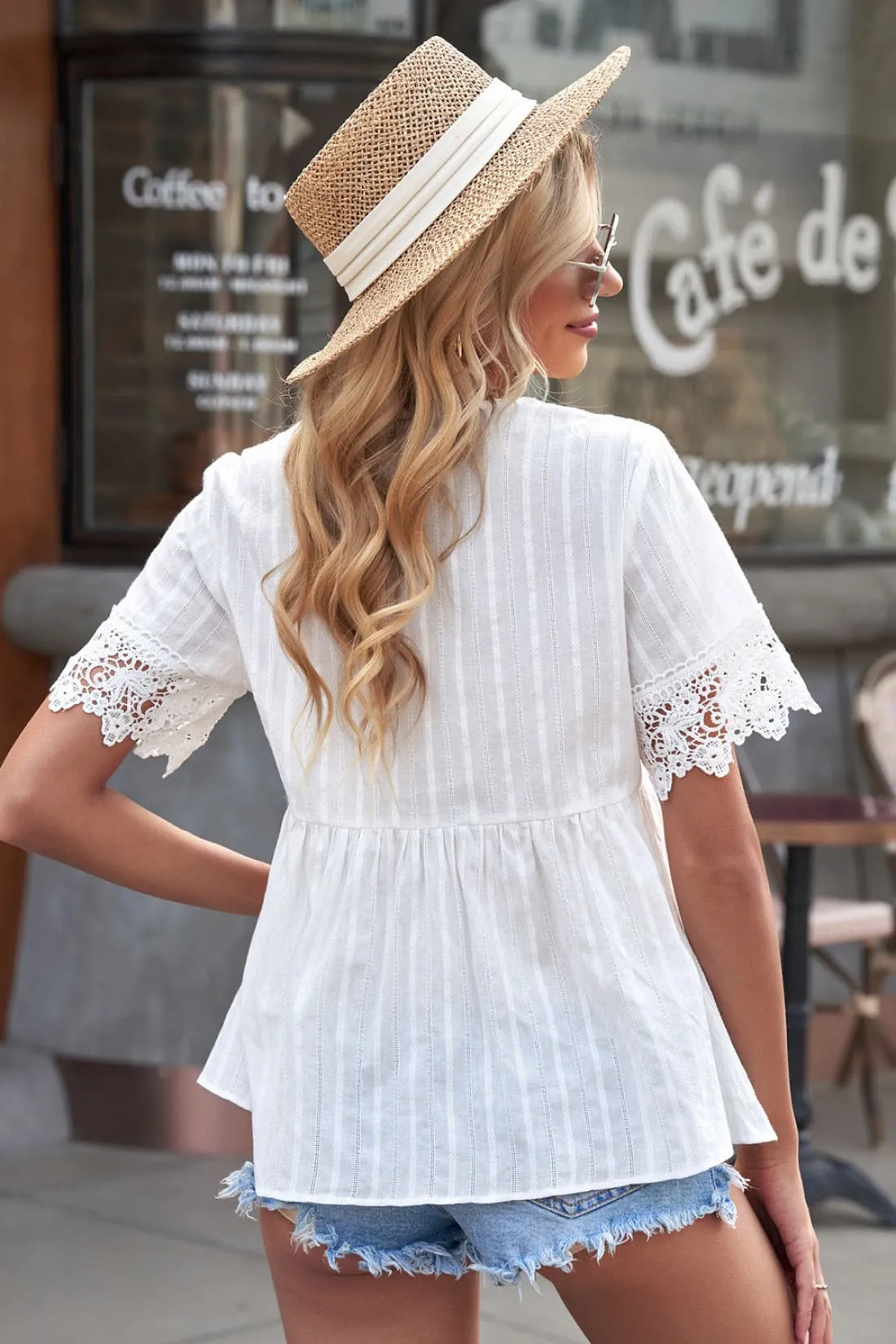 Spliced Lace Peplum Top - Sample Sale - Limited Quantities