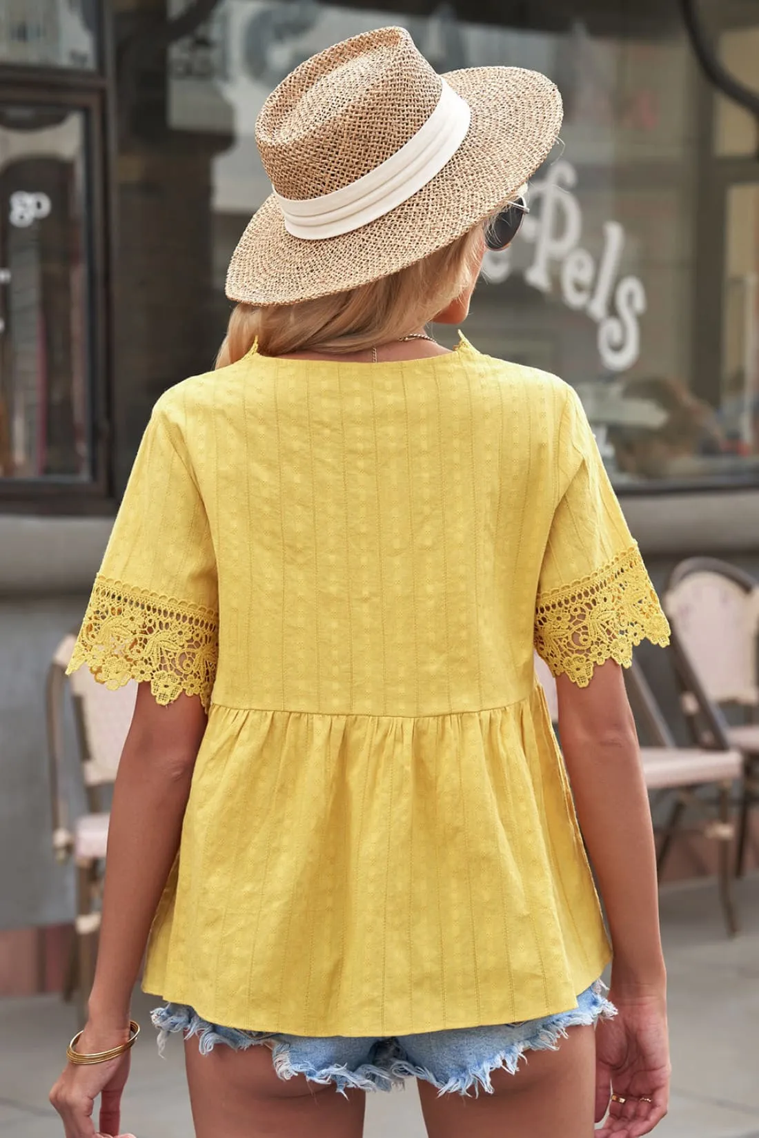 Spliced Lace Peplum Top - Sample Sale - Limited Quantities
