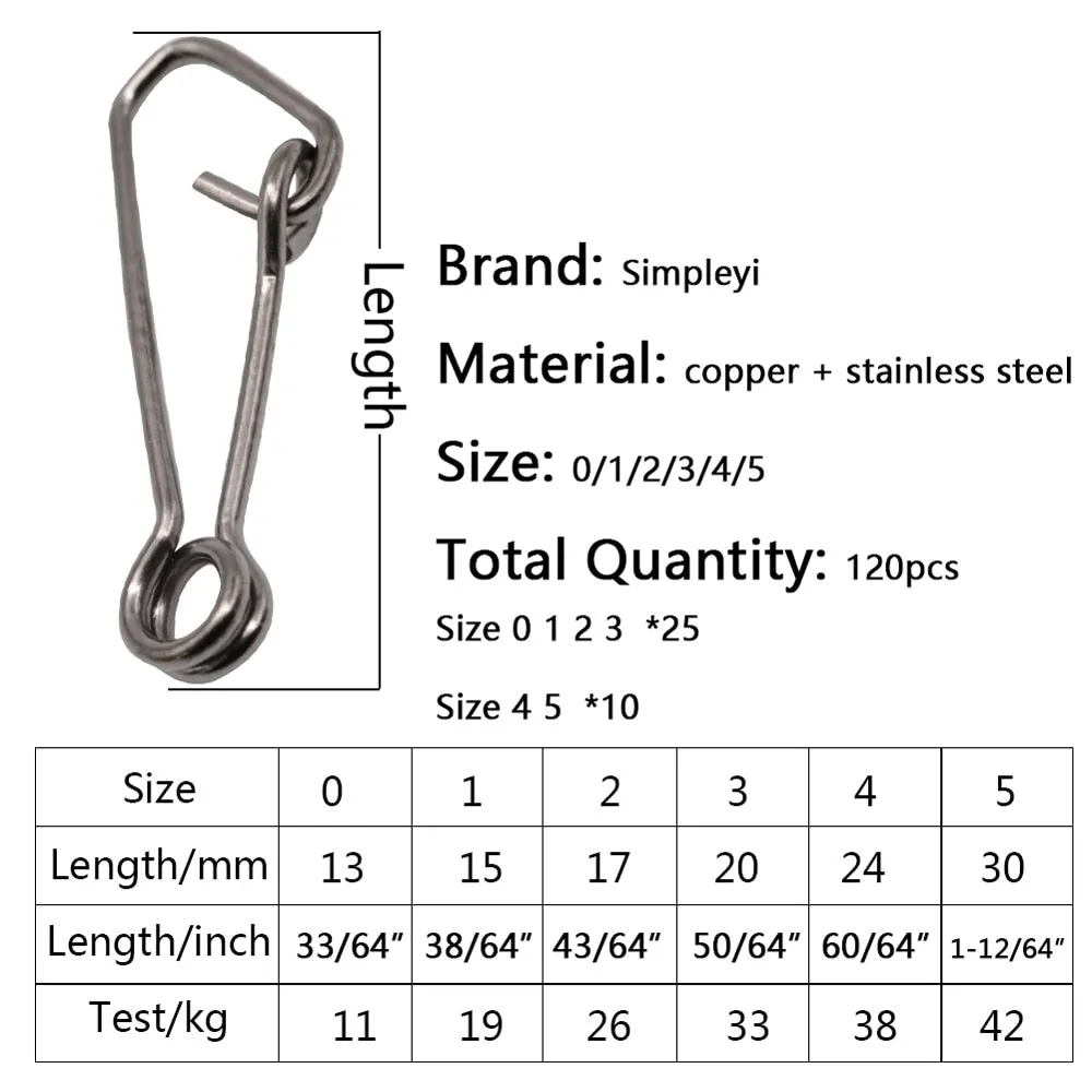 Stainless Steel Hook Lock Snap Swivel Solid Rings Snaps Fishing Connector Accessories