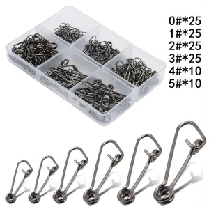 Stainless Steel Hook Lock Snap Swivel Solid Rings Snaps Fishing Connector Accessories
