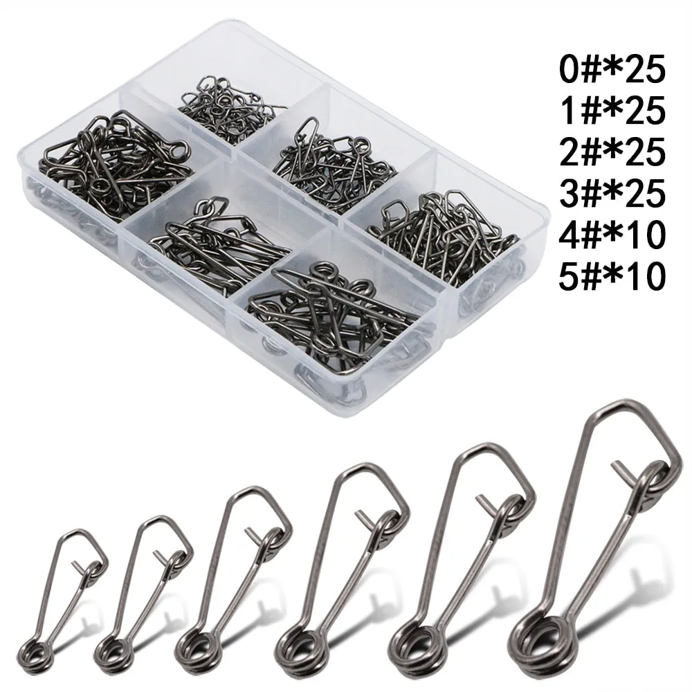 Stainless Steel Hook Lock Snap Swivel Solid Rings Snaps Fishing Connector Accessories