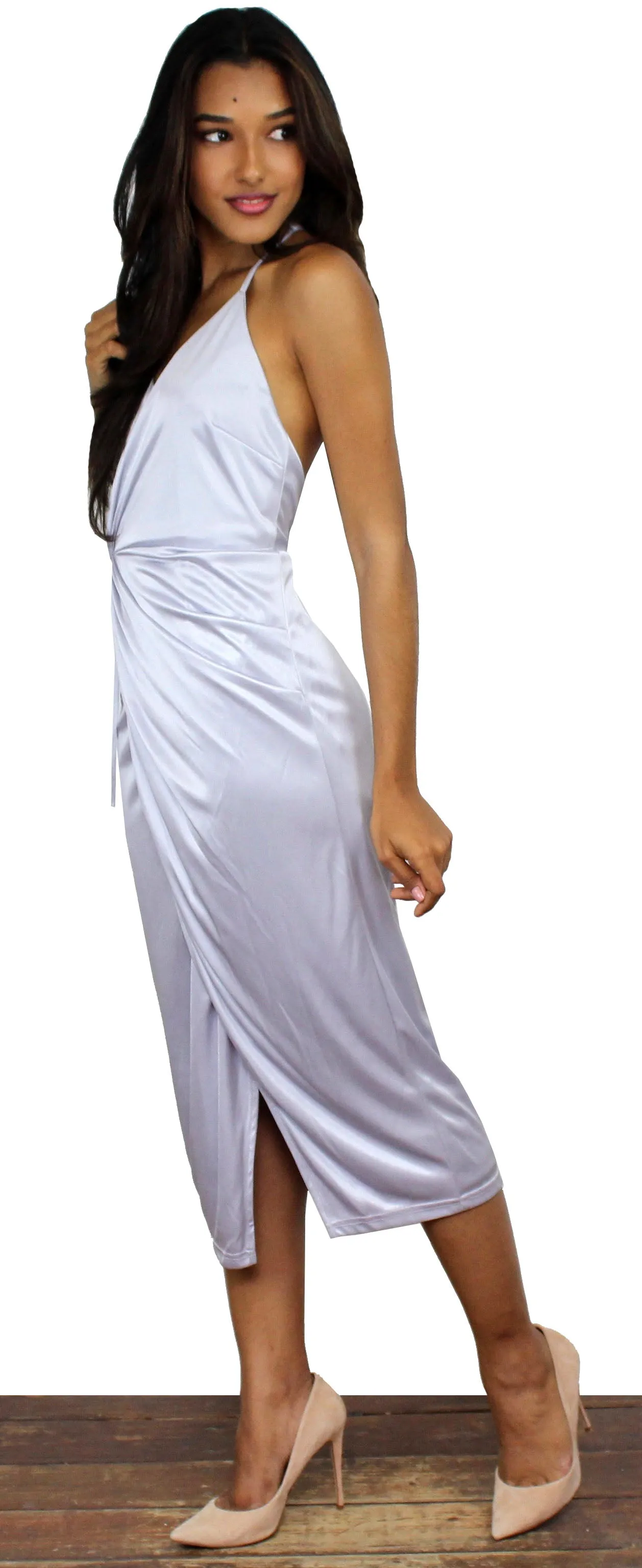 Style Spotlight Silver Midi Dress