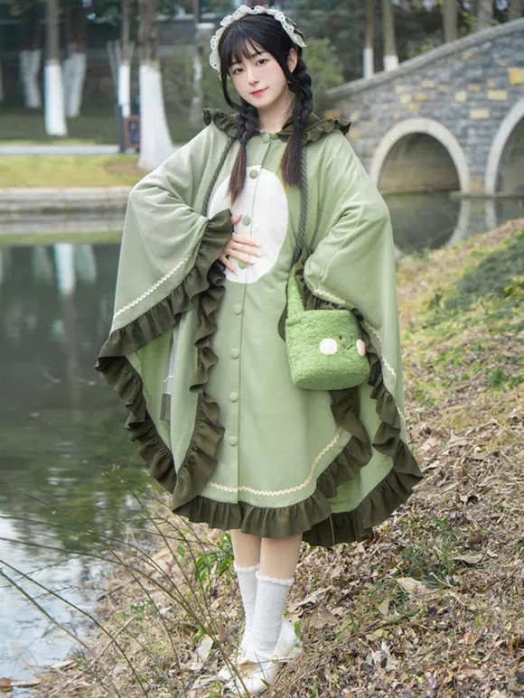 Sweet Lolita Poncho Green Polyester Ruffles Summer Lolita Outwears