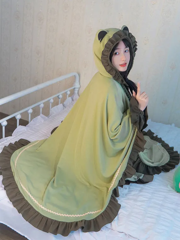 Sweet Lolita Poncho Green Polyester Ruffles Summer Lolita Outwears