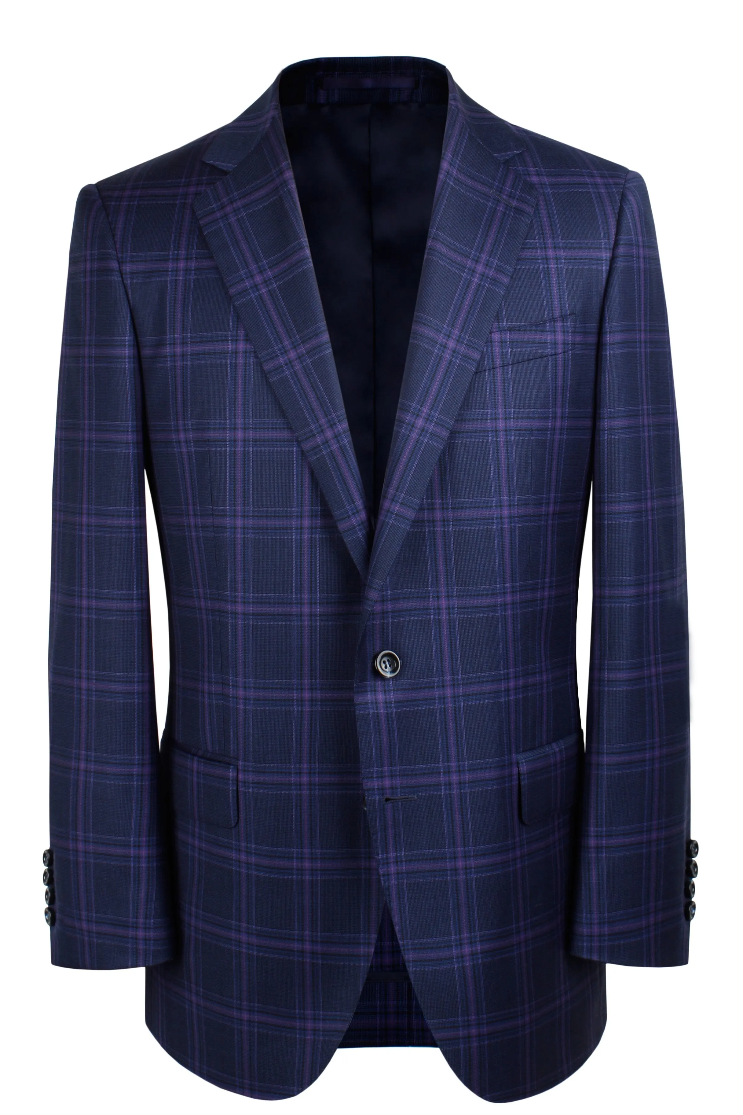 The Byron Jacket - Cavanni Navy/Purple Windowpane