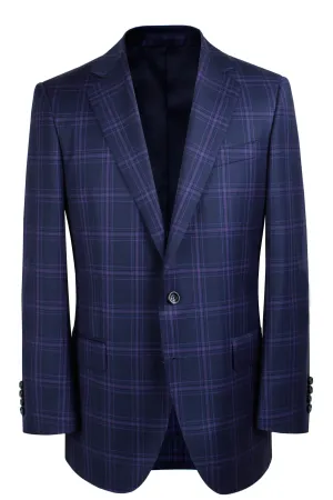The Byron Jacket - Cavanni Navy/Purple Windowpane