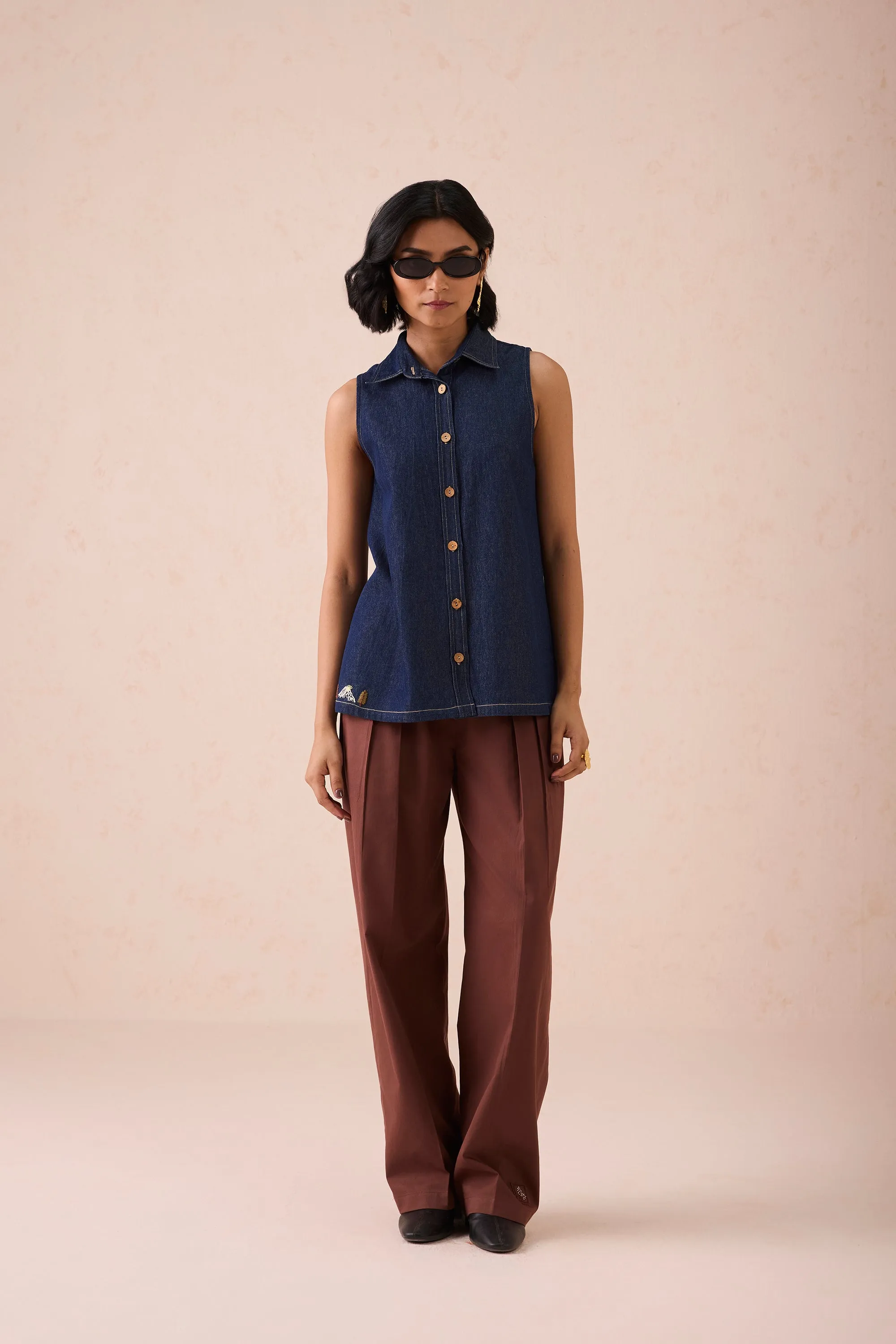 The Mountain Denim Sleevless Shirt