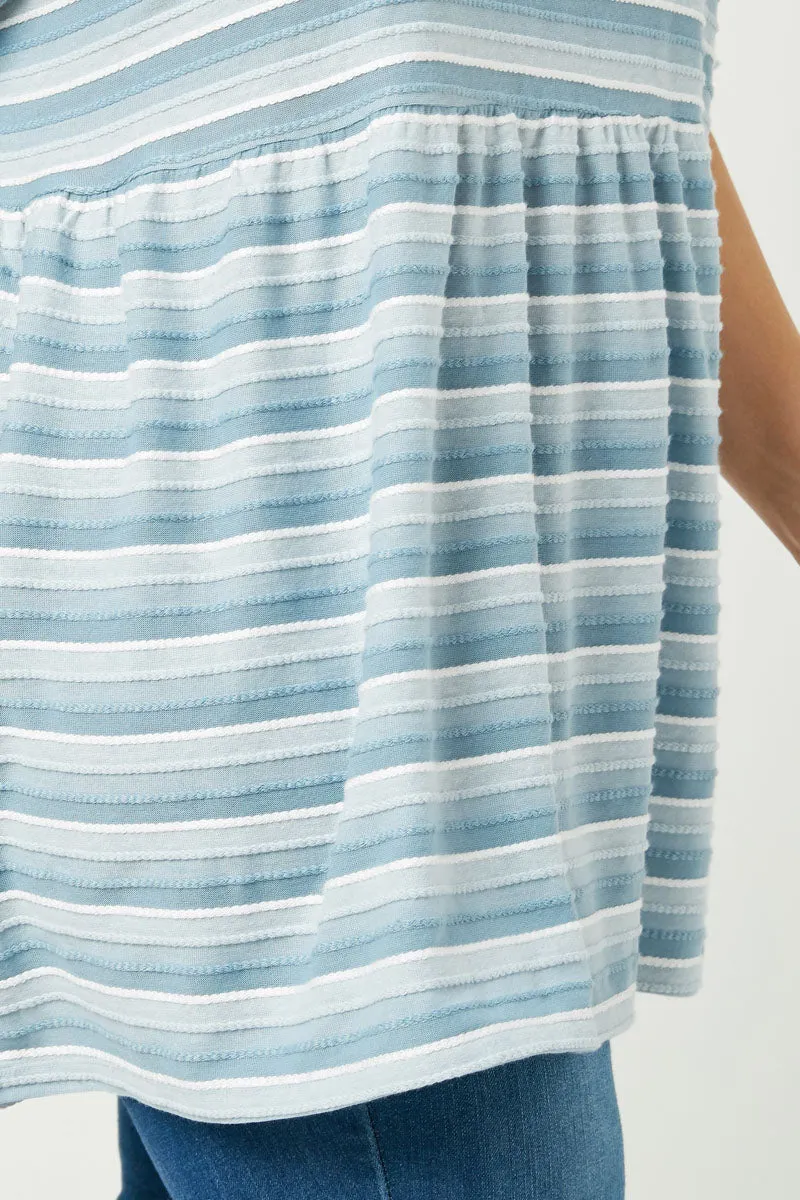 Three Tone Striped Peplum Top
