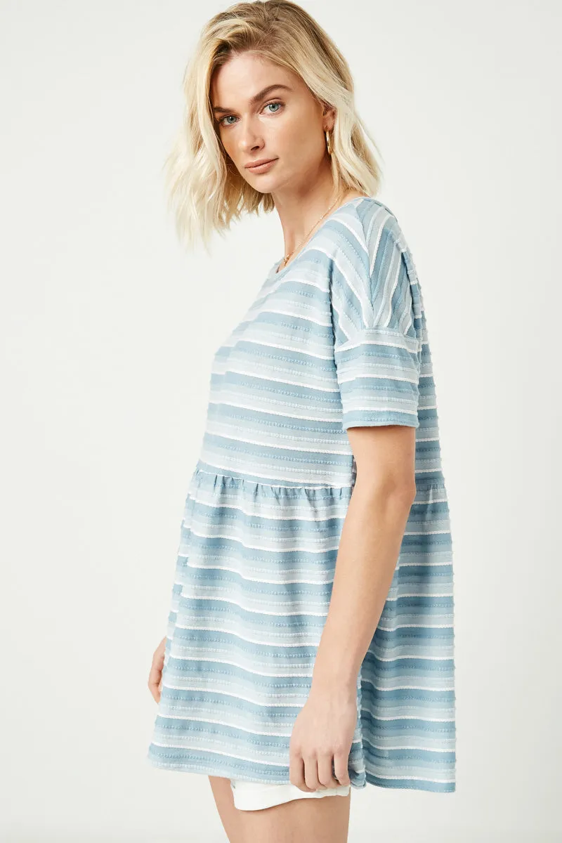Three Tone Striped Peplum Top