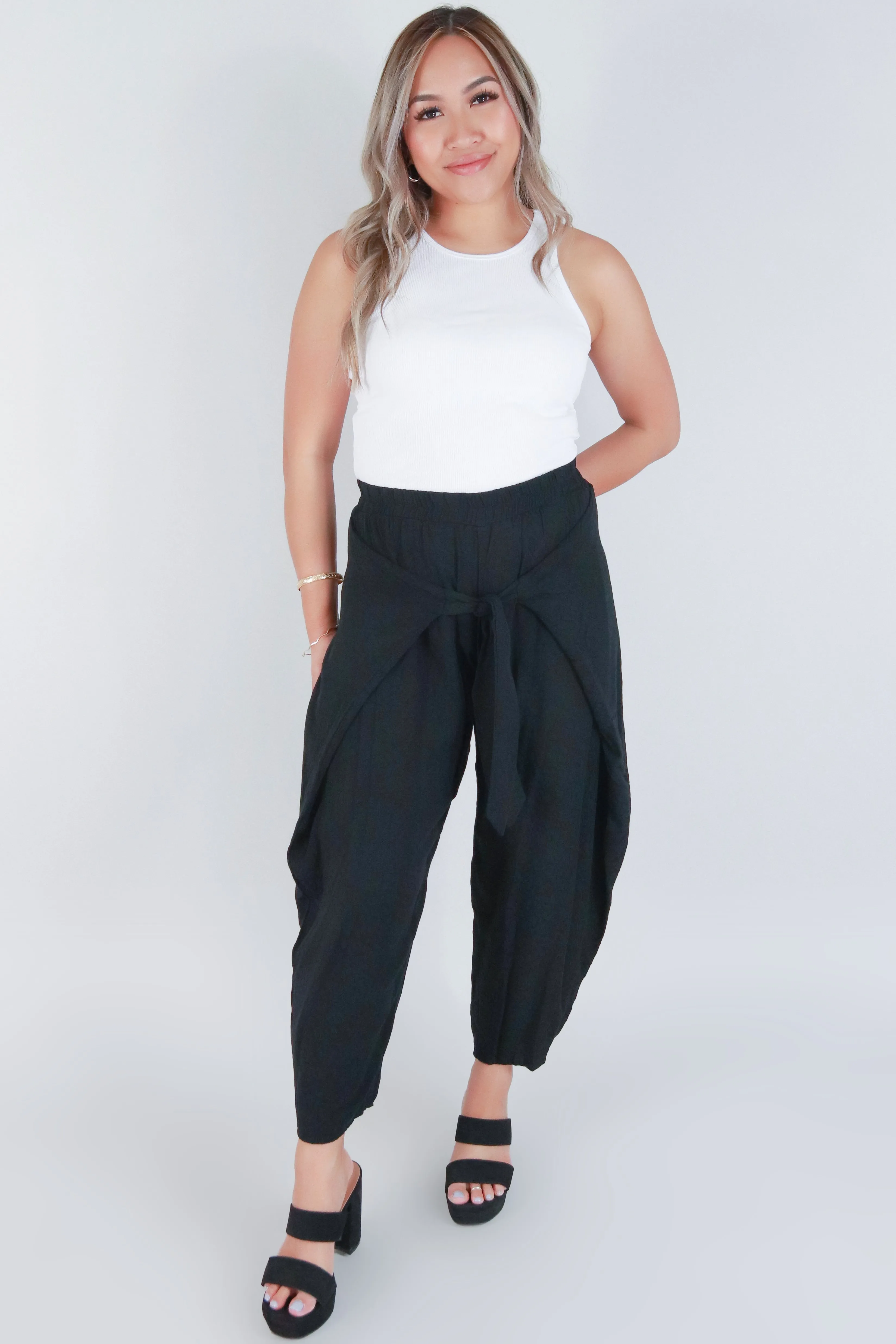 TIE FRONT PETAL WRAP PANTS