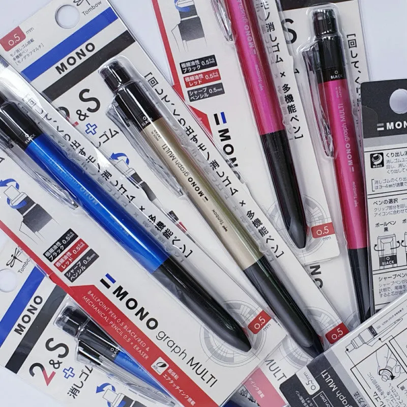 Tombow Mono Graph Multi Function 2 Color Ballpoint Pen 0.5 &  Mechanical Pencil 0.5mm