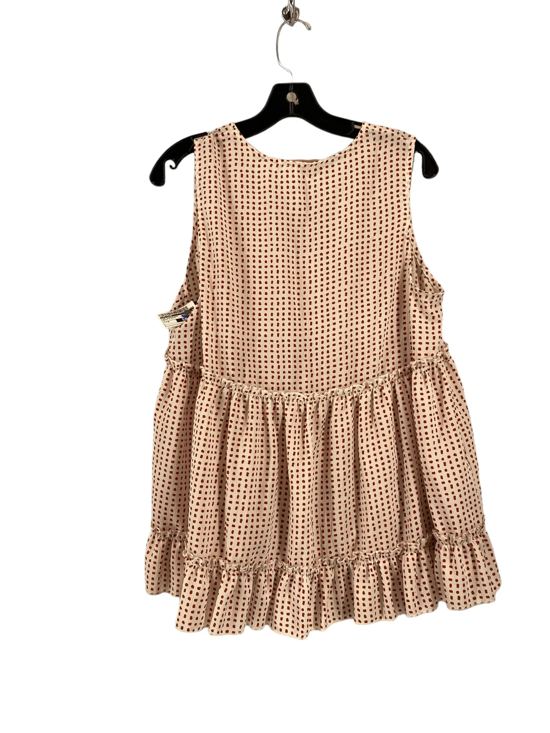 Top Sleeveless By Ces Femme In Brown & White, Size: M