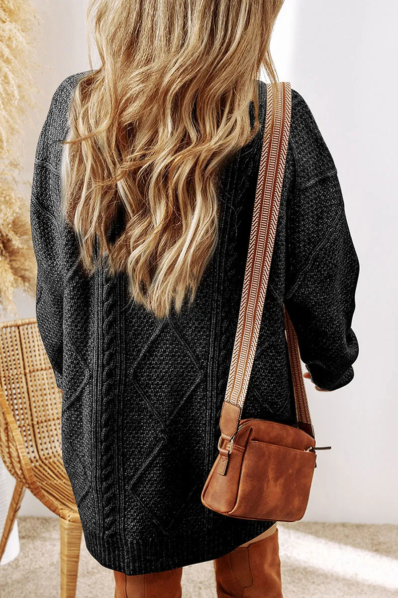 Toronto Twist Black Cable Knit Sweater Dress