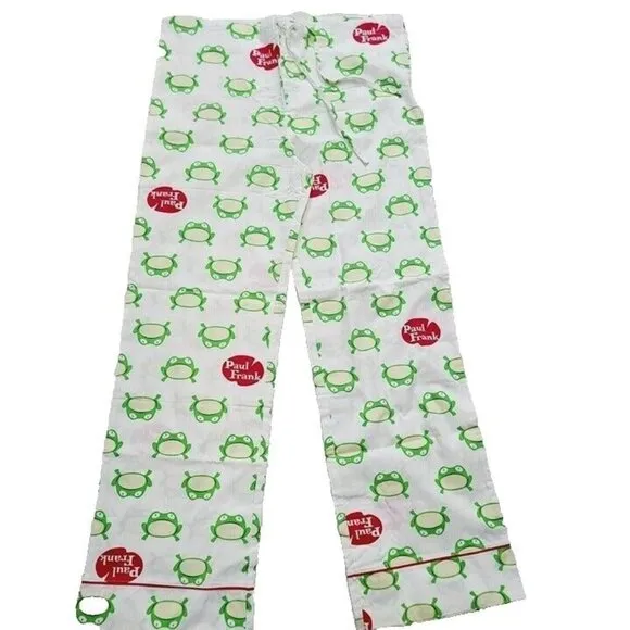 Vintage Paul Frank Pajama Pants, Lester the Frog, White, XS