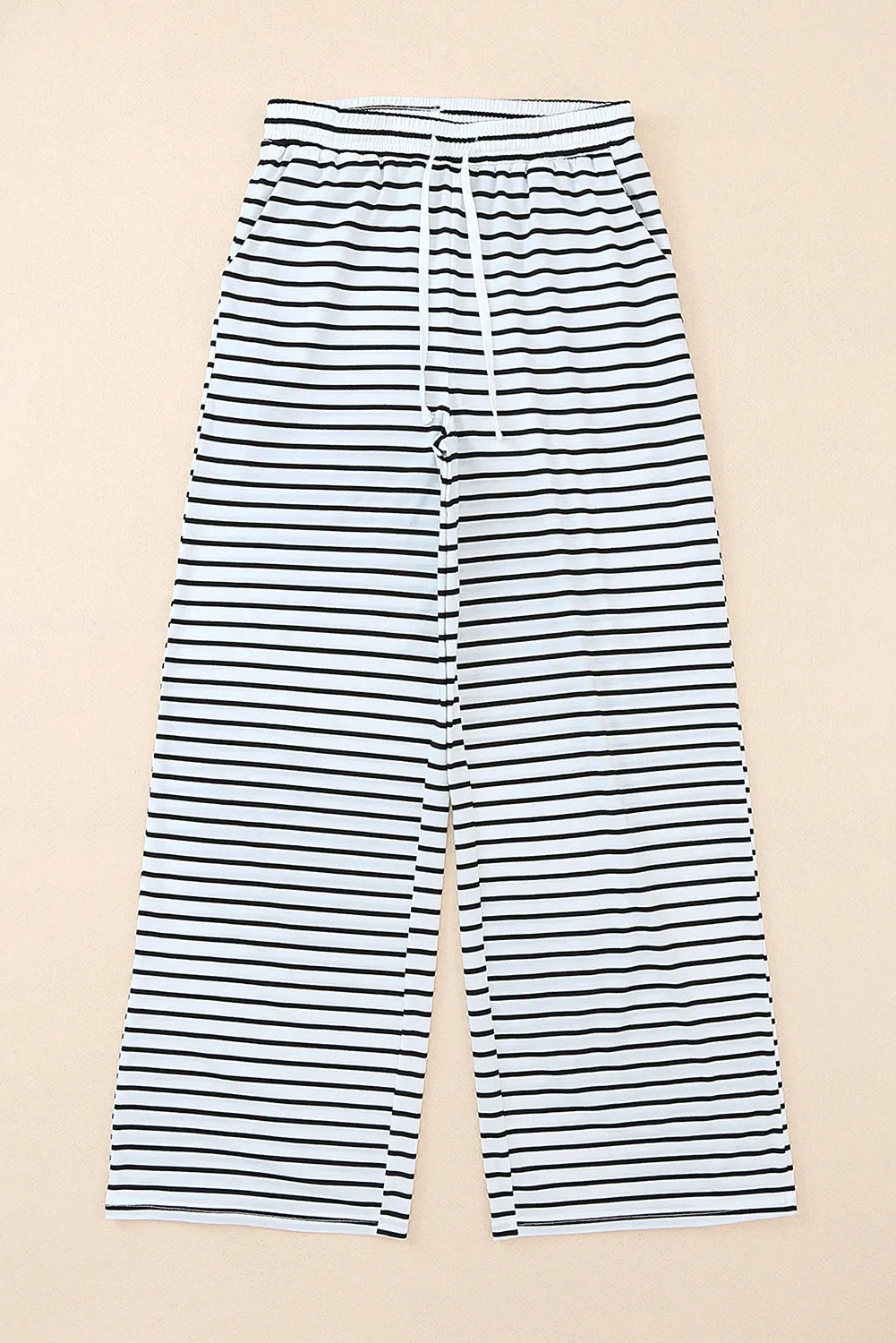 White Striped Wide Leg Pants