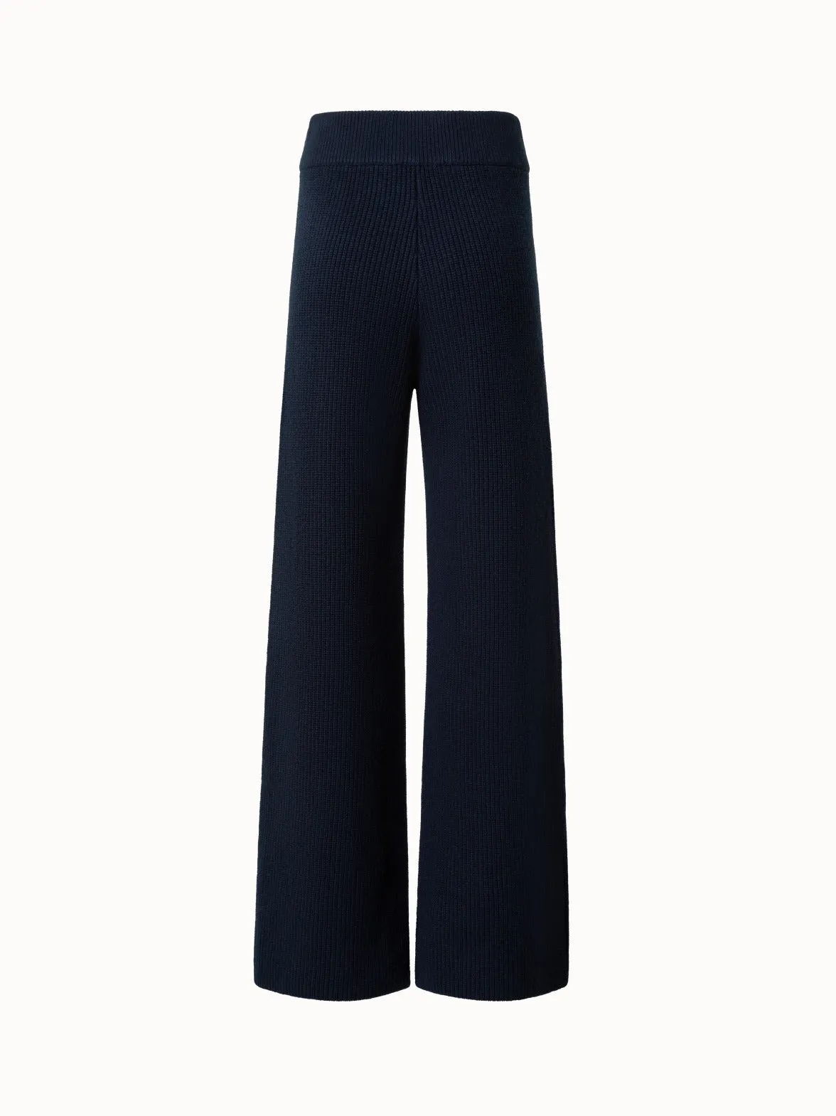 Wide Cashmere Wool Knit Pants