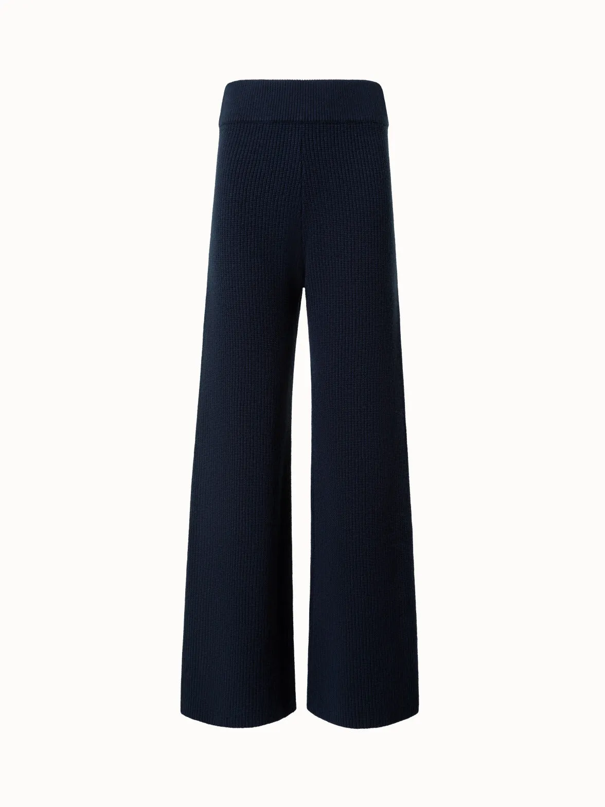 Wide Cashmere Wool Knit Pants