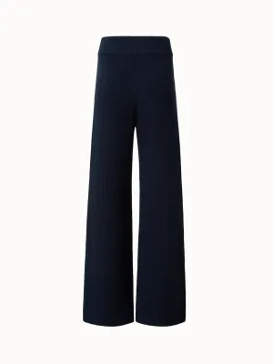 Wide Cashmere Wool Knit Pants